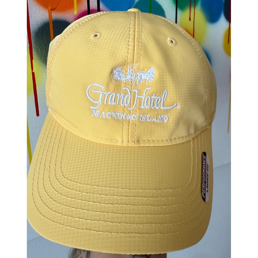 Grand Hotel Mackinac Island Hat Women's Kate Lord‎ Yellow Adjustable Cap NWT